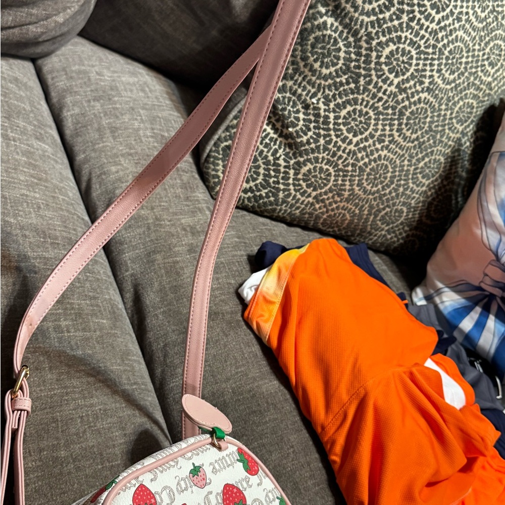 Juicy Couture Pink‎ and White Crossbody Bag with Playful Design of strawberries - Picture 6 of 6